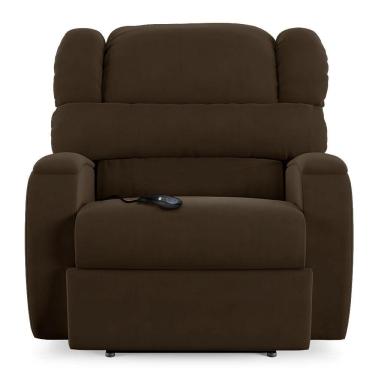 Imagem de Poltrona Do Papai Sala De Cinema Reclinável Manchester Controle Elétrico Usb Veludo Marrom