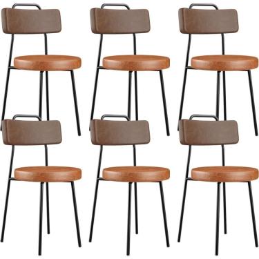 Imagem de Kit 06 Cadeiras Decorativas Estofada Para Sala Jantar Barcelona L02 Couríssimo Marrom Camel - Lyam