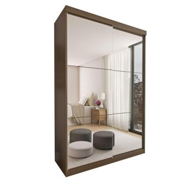 Imagem de Guarda Roupa 2 Portas De Correr Com Espelho 2 Gavetas Lila Minastex Freijó