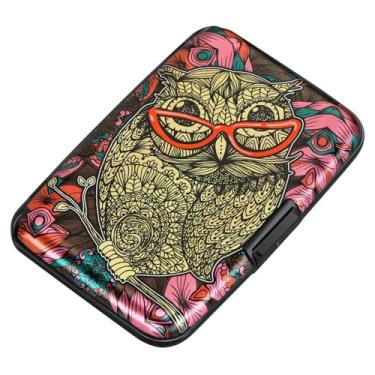 Imagem de ELFISH Mini carteira de alumínio RFID porta-cartões de crédito capa de metal para identidade masculina e feminina (coruja fofa)