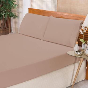 Imagem de Jogo De Cama Ponto Palito Percal 180 Fios Elegance Solteiro 02 Peças - Caqui