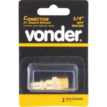 Imagem de Conector pino racord macho 1/4" npt latão cartela Vonder