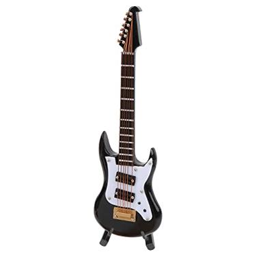 Imagem de RiToEasysports Mini Instrumento Musical Ornamento de Mesa Requintado Modelo de Guitarra Elétrica Com Suporte Caixa de Armazenamento para Decoração de Escritório Em Casa Plástico Preto