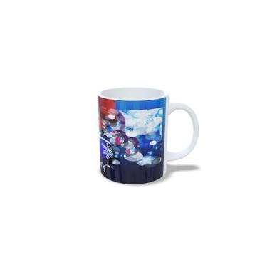 Imagem de Caneca de Cerâmica para Natal, Branca com Decoração Festiva, Design de Estrelas e Bolas Douradas, 325ml (15)