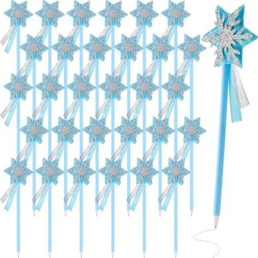 Imagem de Tenceur 30 canetas esferográficas de floco de neve de inverno, varinhas de fadas cintilantes, tema de festa de aniversário, lembrancinhas de Natal, sacolas de brindes, presente de agradecimento de