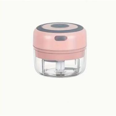 Imagem de Mini cortador de alimentos, espremedor de alho elétrico, carregamento USB, moedor elétrico de vegetais, operação com uma mão, fácil de limpar (rosa, 100 ml)