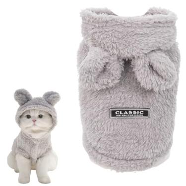 Imagem de PayaSnug Moletom com capuz para cães com orelhas de coelho, suéter de inverno de pelúcia com anel D, casaco quente para cães e gatos pequenos, roupas de inverno para filhotes de cachorro para