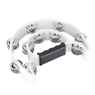 Imagem de XUXHOU Instrumento de Percussão de Pandeiro Com Jingles de Fileira Dupla para Exercícios de Coordenação Ocular, Crianças e Família (Branco)