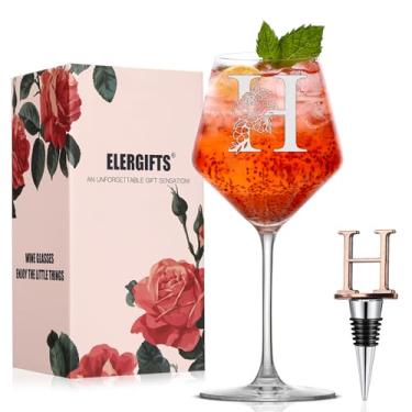Imagem de Presentes personalizados para mulheres, monograma, taça de vinho A-Z, presente personalizado com rolha de vinho, presentes exclusivos de aniversário de Natal para mulheres, mãe, amiga, irmã, esposa