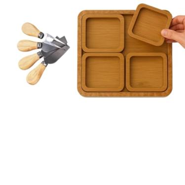 Imagem de Kit Petisqueira Redonda Para Frios e Queijo Com Molheira Ramekin Garfinhos Acessórios Para Vinho(Modelo 8)