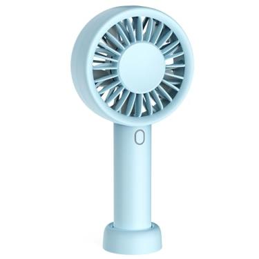 Imagem de Mizong Ventilador portátil portátil, ventilador pessoal USB recarregável, operado por bateria 10H, tempo de resfriamento, mini design pequeno com base para desktop/viagem/ao ar livre/férias/concertos