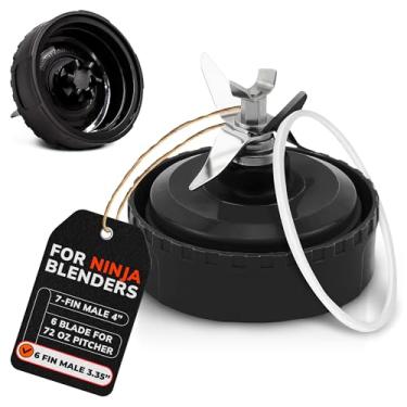 Imagem de Lâmina de reposição Ninja Blender Blade 6 Fin macho – Lâmina de liquidificador Ninja de dose única, aço inoxidável de 8,5 cm para mistura suave, compatível com BL770W/770BRN/740/770A/780C, 30/BL770