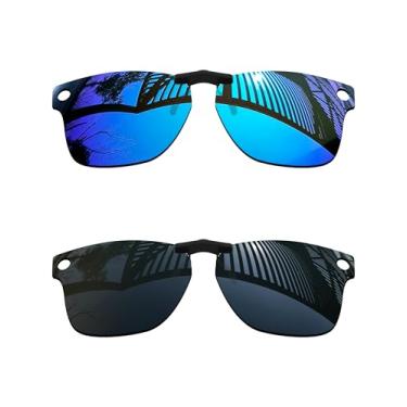 Imagem de MYCOURAG 2 pares de lentes polarizadas com proteção UV para óculos de sol Ray-Ban Meta Wayfarer RW4006-50-22 – preto sólido + azul gelo