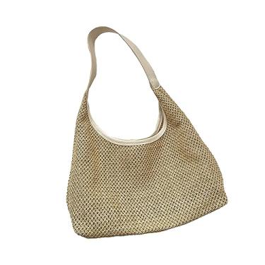 Imagem de Bolsa de Praia Palha 2023 Mulheres Grande Capacidade Bolsas Ombro Tecidas Estética Mão Crochê Clutch Y2k Viagem Férias Encontro Noite Tote