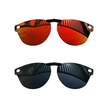 Imagem de MYCOURAG 2 pares de lentes polarizadas com proteção UV para óculos de sol Ray-Ban Meta Skyler RW40010-52 – preto sólido + vermelho fogo