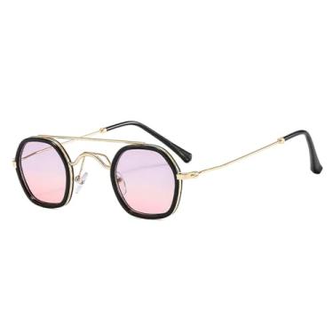 Imagem de Óculos de Sol Masculinos com Lentes Degradê Ocean e Ponte Dupla, Estilo Punk, Proteção UV400, Ideais para Esportes ao Ar Livre, Corrida e Ciclismo, nas Cores Preto e Rosa.