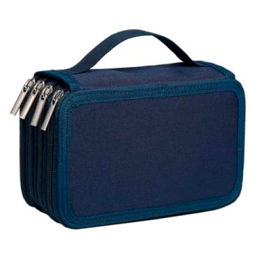 Imagem de Estojo Box Grande BakPak Unissex 4 Zípers Quadrado Divisória (Azul Escuro)