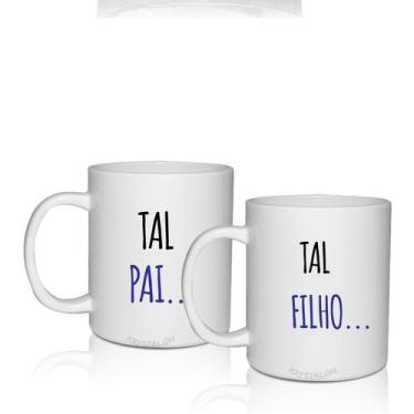 Imagem de Kit 2 Canecas Brancas Para Dia Dos Pais Tema Pai & Filho - Krystalon
