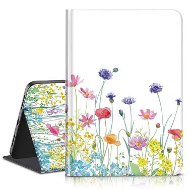 Imagem de Capa para iPad 10ª geração 2022 iPad de 10,9 polegadas - visualização em vários ângulos e despertar/hibernar automática, capa protetora de couro PU para iPad 10ª geração 10.9" 2022, parte traseira de TPU macio, flor colorida