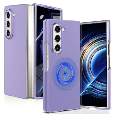Imagem de MIDIIUGCT Capa para Samsung Galaxy Z Fold7 - Anel magnético embutido, pronto para carregamento sem fio, capa rígida de policarbonato fino com proteção contra impactos, [roxa] MUS-CXPC-01-05