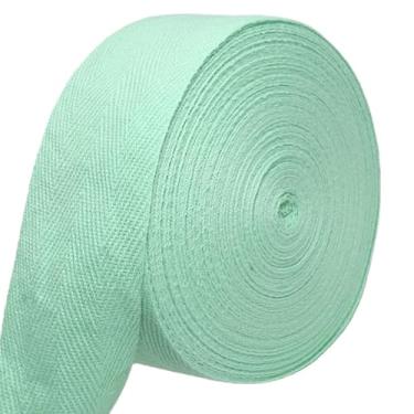 Imagem de PAMIR TONG Fita de sarja de espinha de peixe hortelã de 3,8 cm - rolo de 20 metros, acabamento de encadernação de algodão macio natural para costura, tecidos de malha, embrulho de presente, artesanato