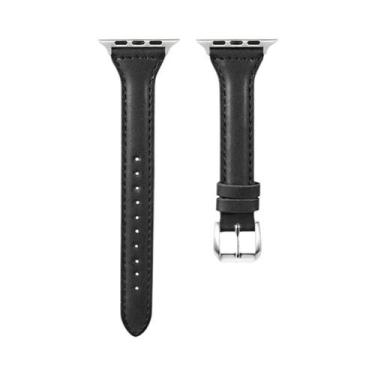 Imagem de Pulseira De Couro Slim Para Apple Watch Band 40mm 41mm 44mm 45mm 42mm 