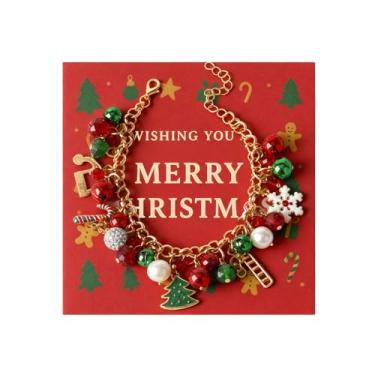 Imagem de 72ore Pulseiras de Natal para mulheres, joias de Natal, pulseiras elásticas femininas, acessórios de roupa de férias, presentes para meias, Large, Zinco, Sem Pedra Preciosa