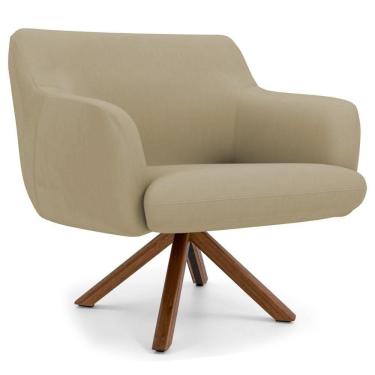 Imagem de Poltrona Decorativa Giratória Base Giromad Madeira Jade Veludo C-68 Bege - Domi