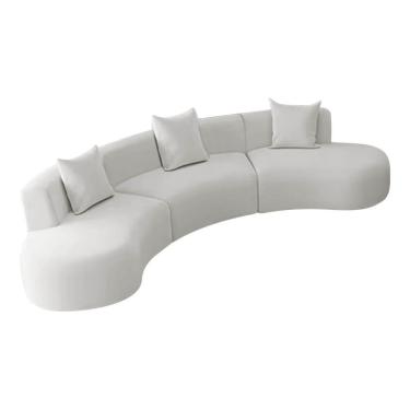Imagem de Kit Sofá Modular 4 Lugares 360cm Moderno Curvo Orgânico Duna Bouclé Branco
