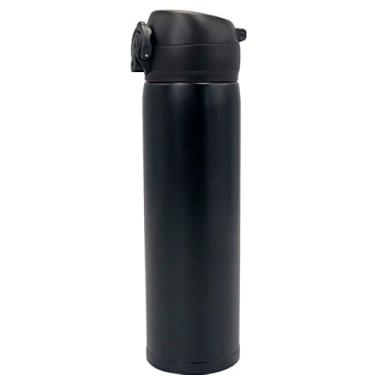 Imagem de Garrafa Térmica Isotérmica 500ml com Tampa Plástica Fosca, Trava de Segurança, Preto