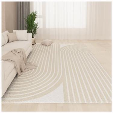Imagem de SPXMQSS Tapetes grandes para sala de estar, antiderrapante, antiderrapante para quarto, tapetes macios de lã sintética lavável para sala de estar, quarto, escritório - fácil de limpar, bege/cinza
