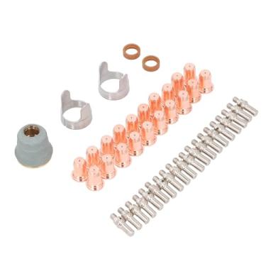 Imagem de Garosa Kit de Ponta de Eletrodo de Tocha de Corte de Plasma, 45 Pontas de Latão Premium STCS e Eletrodos para Cortador IPT60, Conjunto de Substituição de 20 Unidades Com Guias e Anéis para Corte de