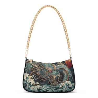 Imagem de CEBUGI Bolsas transversais femininas bolsa de ombro dragão mármore bolsa clutch elegante com alça de corrente