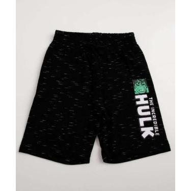 Imagem de Bermuda Infantil Moletinho Hulk Tam 4 a 10-83157 - HASBRO, 6, Preto