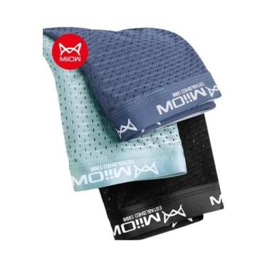 Imagem de Cuecas Boxer Masculinas De Tamanho Grande Em Malha De Seda Gelada, 3 P