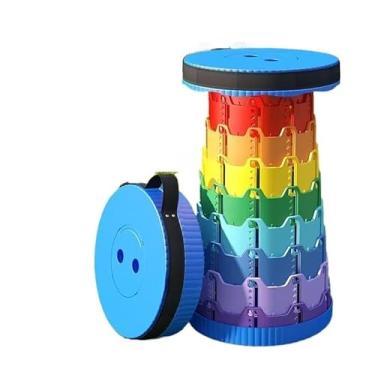 Imagem de Banqueta Retrátil Portátil para Pesca Camping até 150kg com Alça Telescópica Banco Dobrável Compacto(Azul colorido)