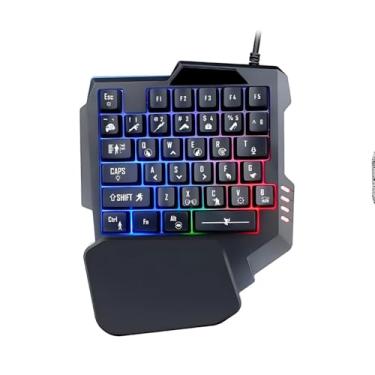 Imagem de Teclado Gamer RGB Semi Mecânico de Uma Mão, 35 Teclas, USB 3.0, Iluminação LED RGB, 23x18x3cm, Plástico Resistente