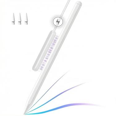 Imagem de Lápis magnético sem fio para iPad, caneta Stylus para Apple iPad com rejeição de palma, sensibilidade de inclinação, funciona para iPad Air 3/4/5/M2, iPad Mini 5/6, iPad 6-10, iPad Pro 27.9 cm/32.8 cm