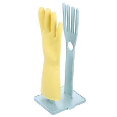 Imagem de FNANJWQ Suporte de luvas de cozinha, secador, luva de borracha, reutilizável, suporte de pia de plástico, suporte de toalha para louça, luvas, panos, esponja, saco de comida, organizador azul