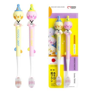 Imagem de MOMODENT Escova de Dentes 2 Unidades, Ideal para Jovens e Adultos, Cerdas Macias e Densas, Design Fofo de Pintinho, Limpeza Diária, Portátil e Prática, Adequada para Gengivas Sensíveis