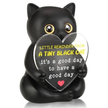 Imagem de FTONENI Presente de decoração de mesa de incentivo de gato preto para colega de trabalho, professor, enfermeira, É um bom dia para ter um bom dia, estatueta inspiradora de mesa de escritório - FDD608