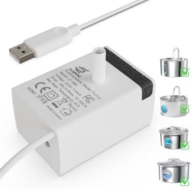 Imagem de JY-830 Bomba de água submersível universal para fontes de animais de estimação | Ultra silenciosa | À prova d'água IPX8 | Fácil de limpar e instalar | Baixa potência | Longa duração