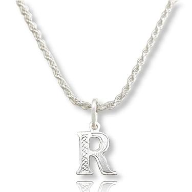 Imagem de Colar Cordão Baiano Prata Maciça 925 C/Pingente Letra (R)