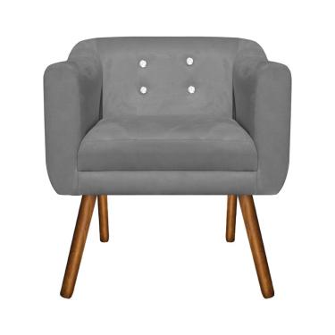 Imagem de Poltrona Sala Decorativa com Strass Julia Pé Palito Castanho Suede Grafite M11 - D'Rossi