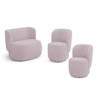 Imagem de Kit 02 Poltronas E 01 Namoradeira Orgânica Molly Bouclê Rosé - Desk Design