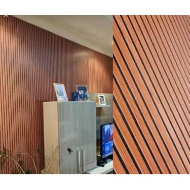 Imagem de Papel de Parede para Sala Quarto Cozinha Ripado Madeira 3D Auto Colante(2 Rolos [10 Metros],3D Cerejeira)