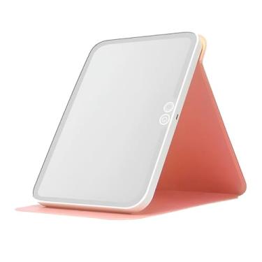 Imagem de Espelho LED Portátil com Iluminação Ajustável por Touch, Recarregável USB, Capa Protetora, 18x19.5x12.5cm, 1200mAh, 48W, para Maquiagem