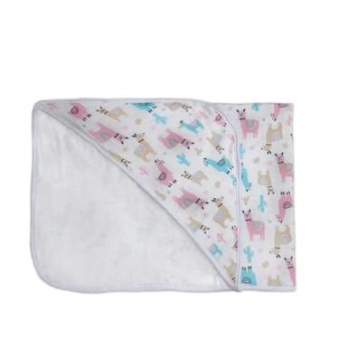 Imagem de Toalha com Capuz Bebê Infantil Menina Menino, 100% Algodão, 80x80cm, Fio 30.1 Penteado, (BABY LHAMA)