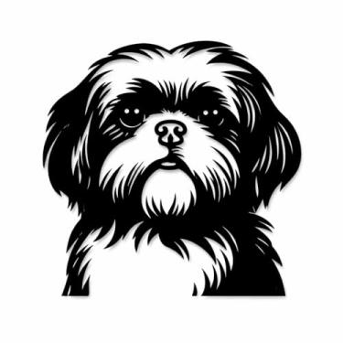 Imagem de Arte Decorativa Pet 3D para Parede, Dog Friendly, Cão, Quadro Cachorro, Shih Tzu, Labrador Retriever, Poodle, Pit Bull e Vira-Lata e Muito Mais, Preto, 23x23cm, Plástico Ecológico, Fita 3M, Confira Modelos (Shih Tzu)