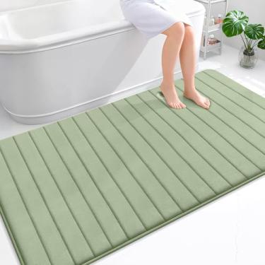 Imagem de OLANLY Tapete de banho listrado de espuma viscoelástica 177 x 116, tapetes de banheiro absorventes super macios, secagem rápida, tapetes de chuveiro laváveis na máquina, tapete de banho, acessórios de